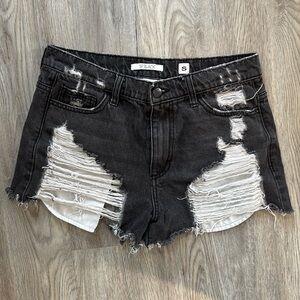 SP Black distressed cut off jean short, size small high rise (H7)